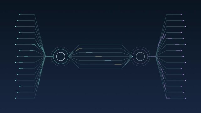 Two Connected Network Hubs Exchanging Illuminated Data Packets