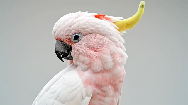 Major Mitchell's cockatoo close up portrait with pink plumage and yellow crest