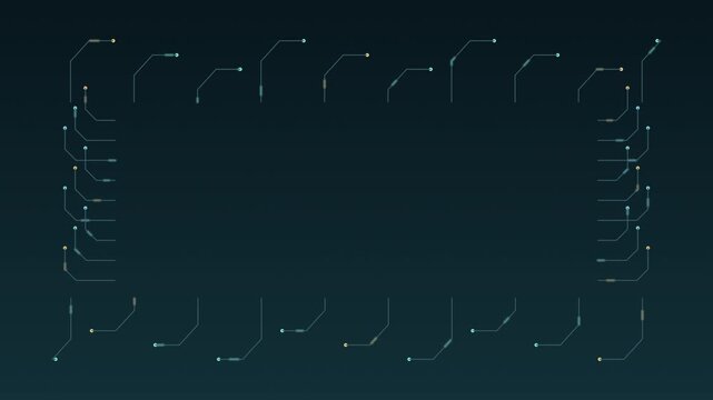 Animated Cyan and Gold Circuit Border with Clear Central Copy Space