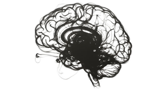 Detailed human brain anatomy illustration isolated on a transparent background for medical and cognitive research