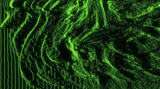 Green analog glitch texture, retro VHS signal distortion background, abstract digital noise and scanlines for video transition