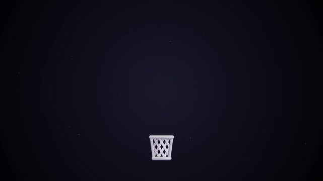 Digital file document falling into a trash can icon