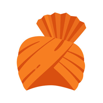 Traditional orange indian turban vector illustration