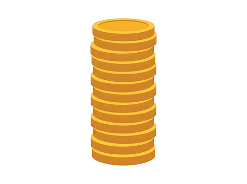 Stacked golden coins illustration with transparent background for financial graphics transparent background