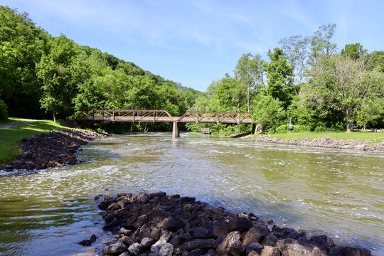 The peaceful creek in the country on a sunny day.