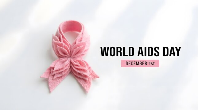 Pink ribbon butterfly symbolizing hope and awareness for world aids day