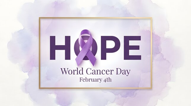 Hope and awareness for cancer with a purple ribbon and inspirational text