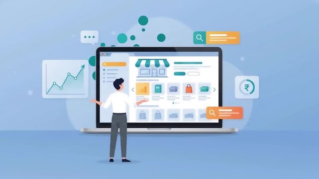 Animated E-Commerce Website Dashboard, Online Shopping and Digital Marketing 2D Vector Animation