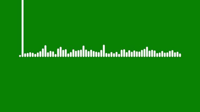 Abstract white audio frequency waveform animation audio spectrum wave effect audio frequency digital animation minimalist sound wave animated equalizer green screen. background loop 4k