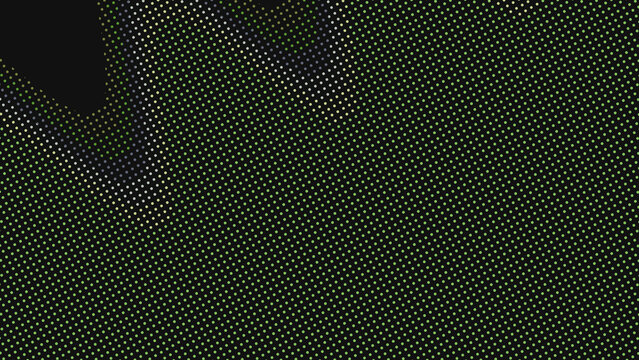 Halftone dot grid pattern background with dark black and green gradient colors