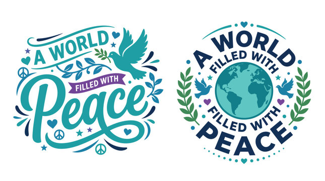 These vibrant and beautifully designed vector graphics promote a message of global peace and harmony showcasing a world filled with serenity and