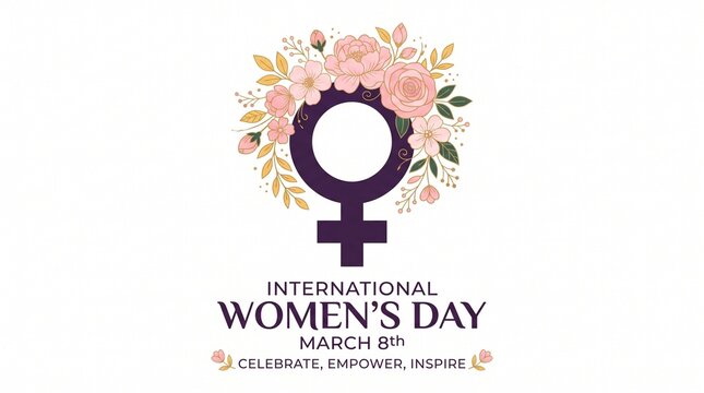 International women's day floral female symbol icon