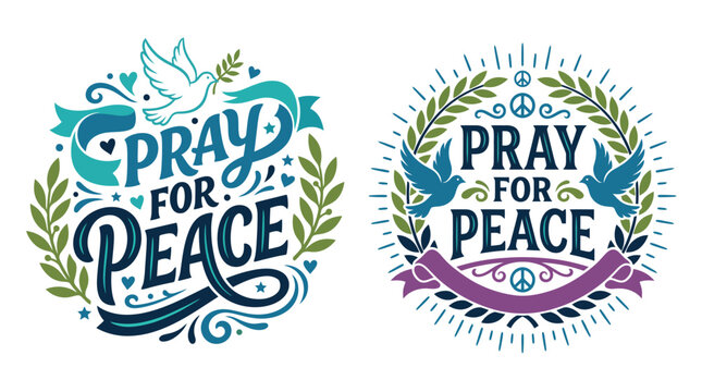 These vibrant and beautifully designed 'pray for peace' vector illustrations evoke a sense of hope serenity and global unity promoting a message