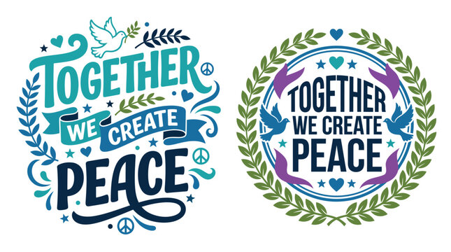 These vibrant and colorful vector graphics beautifully illustrate the powerful message of unity and collaboration in creating a peaceful world for all