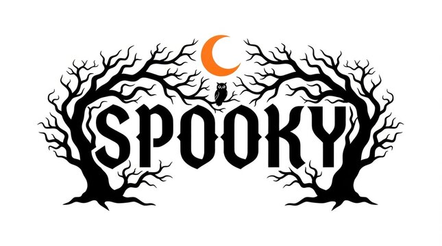 Embrace the chilling spirit of halloween with spooky typography and eerie dark forest designs