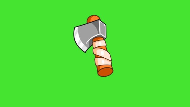 Cute Cartoon Ax Tool Animation on Green Screen