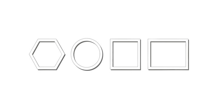 Set of basic geometric frame shapes with border lines geometric rectangle abstract minimalist template structure decoration monochrome isolated background presentation composition