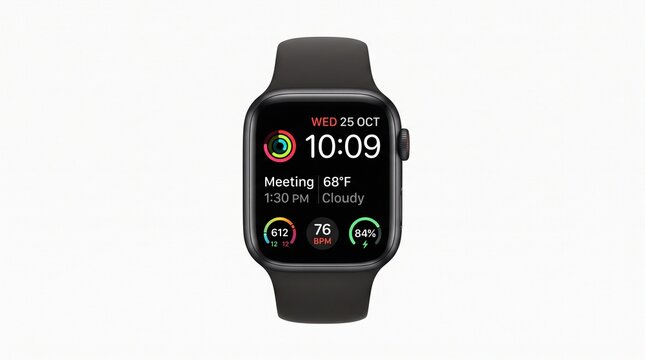 3D Model of Apple Watch with Green Screen Isolated on White Background.