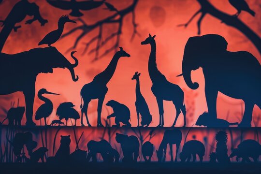 Silhouettes of various animals