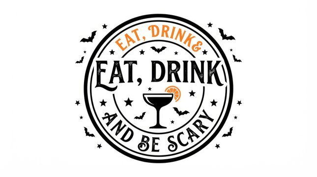 Celebrate the spooky season with a delightful 'eat drink be scary' halloween typography design perfect for parties and festive decorations