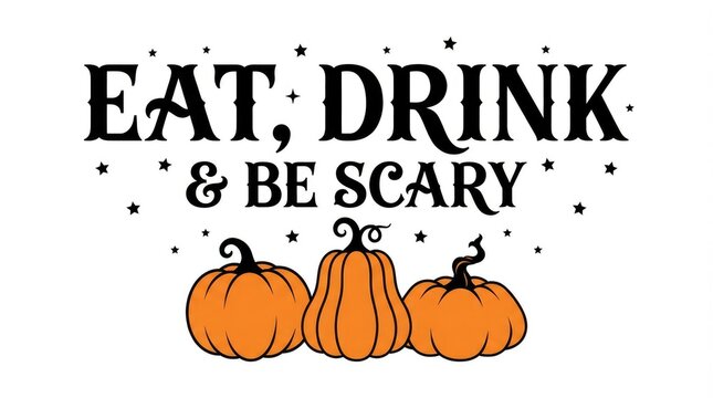 Embrace the spooky season with a delightful halloween celebration eat drink and be scary with festive pumpkins and creepy typography