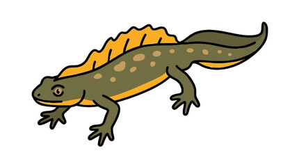 Fototapeta premium Crested newt flat vector icon