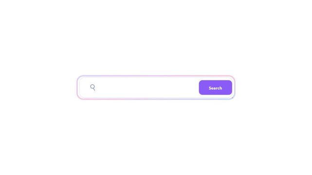 Minimalist white web search bar interface with purple button on plain background for digital browsing concepts