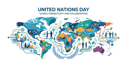 Naklejka premium Global connectivity and international collaboration world map flat vector illustration