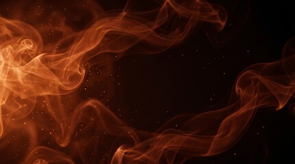 Fototapeta premium Orange Smoke Swirls with Sparks on Black Background Abstract