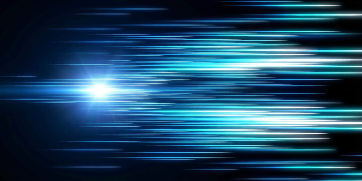 Abstract glowing light streaks in motion, representing speed and technology, create a dynamic visual.