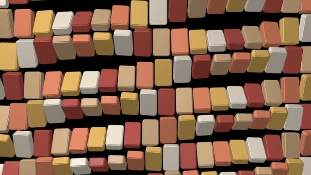 Coral and Porcelain Domino Tiles Tipping in Alternating Rows