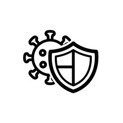 Fototapeta premium Virus Protection Shield and Pathogen Line Art Icon