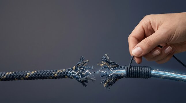 Person holding a fraying rope symbolizing weakening customer retention and the importance of repairing relationships