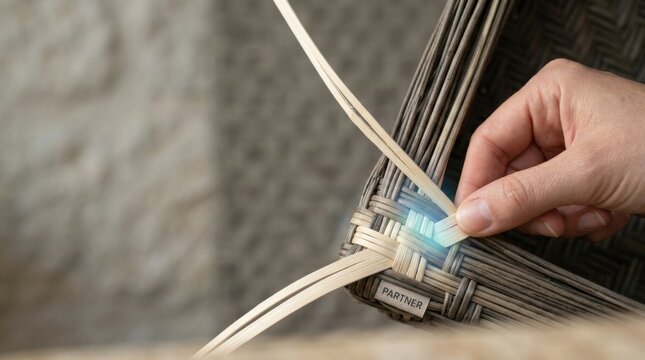 Person holding piece of paper to illustrate strategic partnership by weaving complementary capabilities together effectively