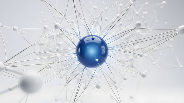 Digital network sphere with interconnected nodes on a light grey background