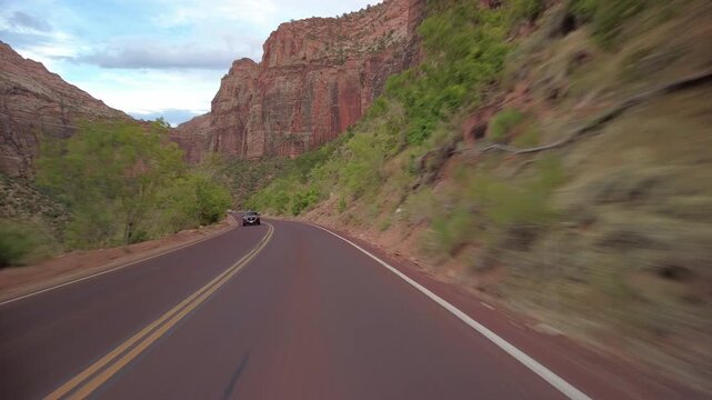 Driving Plate Zion National Park Mt Carmel Highway Southbound Multicam Set 25 Front View Utah Southwest USA