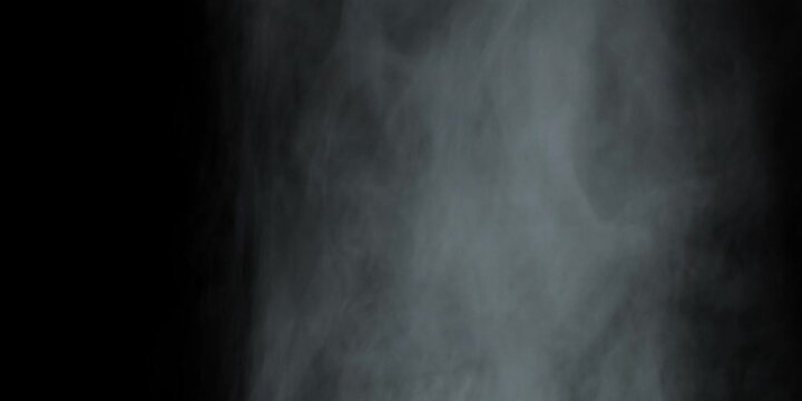 Abstract white smoke in slow motion. Smoke, Cloud of cold fog in light spot background. Light, white, fog, cloud, black background, 4k, ice smoke cloud. Floating fog. 3d SMOKE MODEL