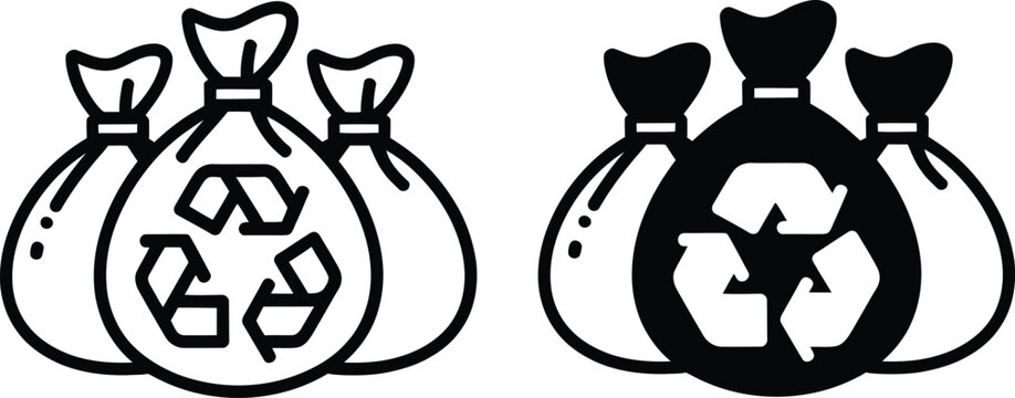 Garbage bag recycling icon set vector illustration