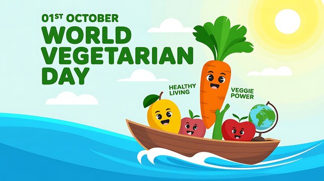 World vegetarian day celebration with cute vegetable characters