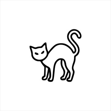 arched back Halloween cat isolated on transparent background. Spooky arched back black cat silhouette for Halloween cards posters, invitations and seasonal design