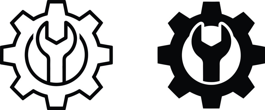 Gear and wrench repair icon vector illustration