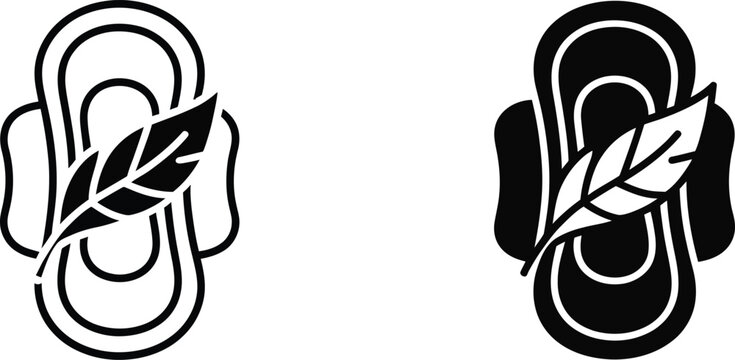 Sanitary pad with leaf icon vector illustration