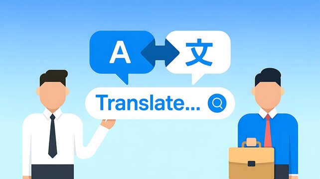 Business people using translation service and language app