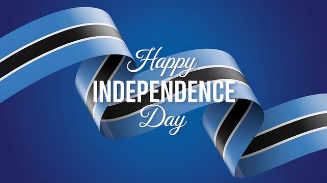 Botswana independence day with waving flag ribbon design