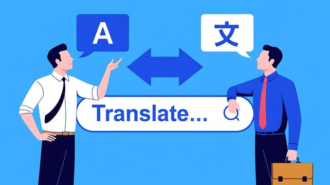Businessmen using language translation tool