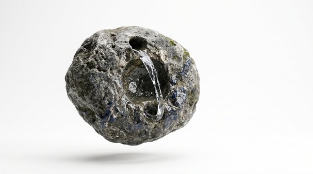 Close-up of a textured volcanic stone with a tiny figurine on top