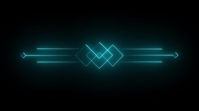 Deco divider header icon isolated on black background. cyan colour deco divider icon 4k video,,