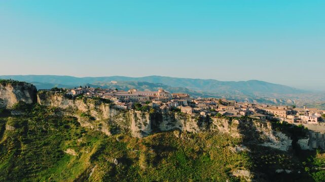The medieval village of Gerace in Calabria, southern Italy, aerial view