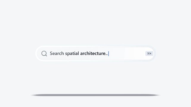 Modern web search bar interface featuring spatial architecture query for Halloween event planning and discovery