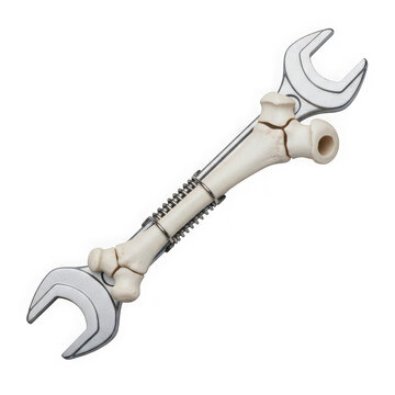 Adjustable wrench in hand with chrome finish